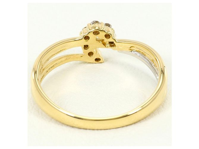 Autre Marque 18K Gelbgold- und Platin-Ring mit Diamant Golden - Ansicht 3