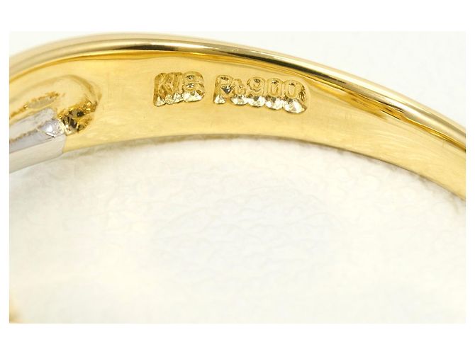 Autre Marque 18K Gelbgold- und Platin-Ring mit Diamant Golden - Ansicht 4