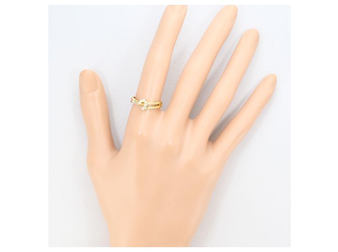 Autre Marque 18K Gelbgold- und Platin-Ring mit Diamant Golden - Ansicht 6