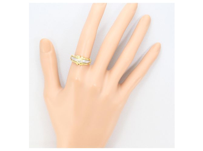 Autre Marque PT900 Platin- und 18K Gelbgold-Ring mit Diamant Golden - Ansicht 7