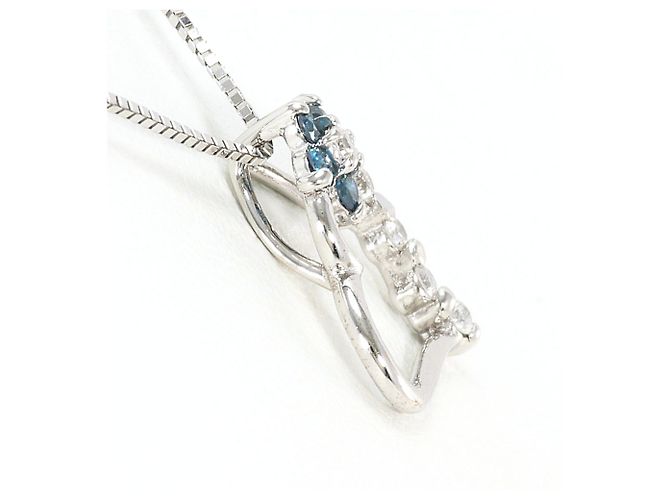 Autre Marque Collana in oro bianco con diamante blu D'oro - vista 2