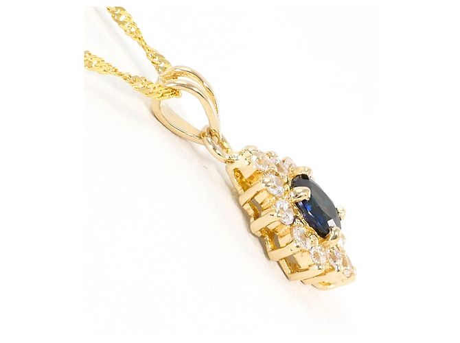 Autre Marque Collana in oro giallo 14K con zaffiro e diamante D'oro - vista 2