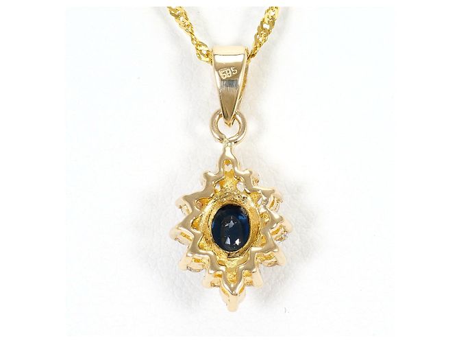 Autre Marque Collana in oro giallo 14K con zaffiro e diamante D'oro - vista 3