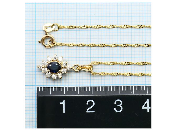 Autre Marque Collana in oro giallo 14K con zaffiro e diamante D'oro - vista 4