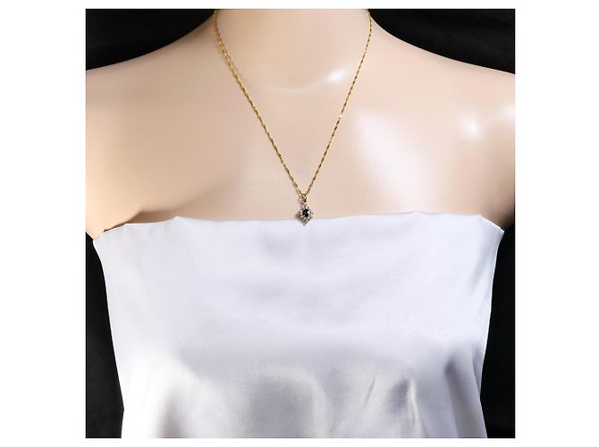Autre Marque Collana in oro giallo 14K con zaffiro e diamante D'oro - vista 5