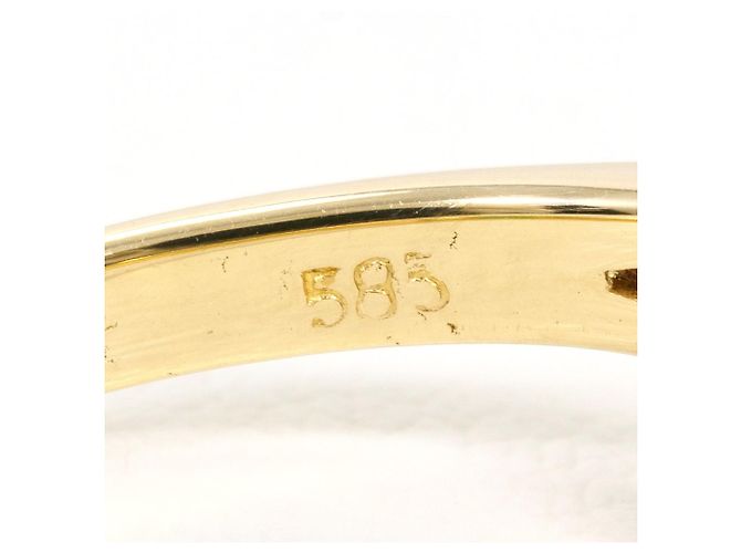 Autre Marque Anello a fascia in oro giallo 14K con crisoprasio e zircone cubico D'oro - vista 4