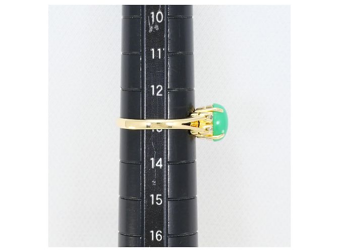 Autre Marque Anello a fascia in oro giallo 14K con crisoprasio e zircone cubico D'oro - vista 6