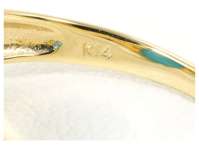 Autre Marque Bague anneau en or jaune 14K avec turquoise et diamant Doré - vue 4