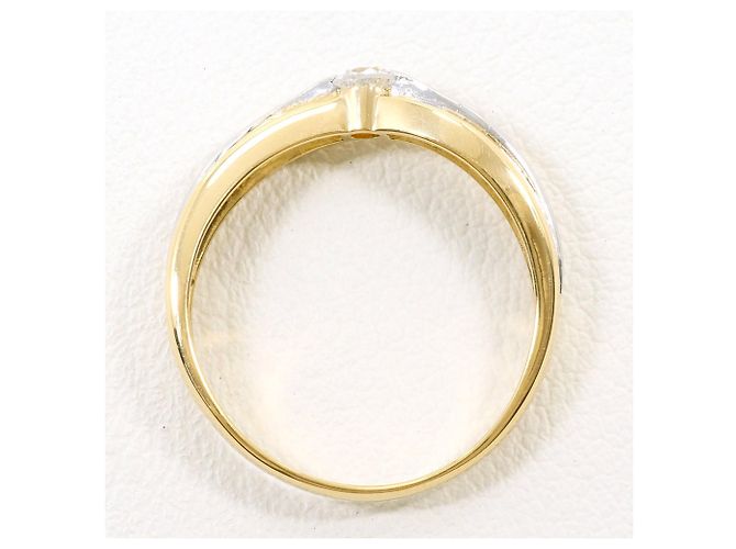 Autre Marque Platin- und Gelbgold-Ring mit Diamant Golden - Ansicht 2