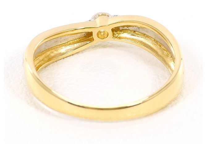 Autre Marque Platin- und Gelbgold-Ring mit Diamant Golden - Ansicht 3