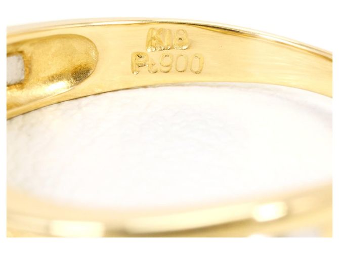 Autre Marque Platin- und Gelbgold-Ring mit Diamant Golden - Ansicht 5
