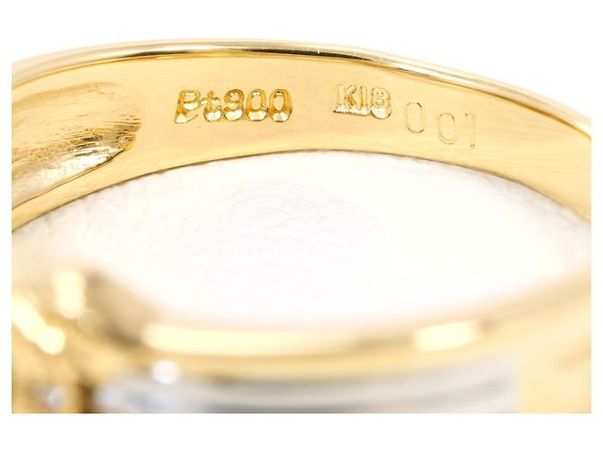 Autre Marque Diamantring aus PT900 Platin und 18K Gelbgold Golden - Ansicht 4