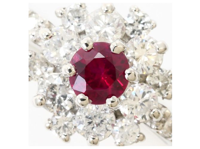 Autre Marque PT950 Platinring mit Rubin und Diamant - Ansicht 2