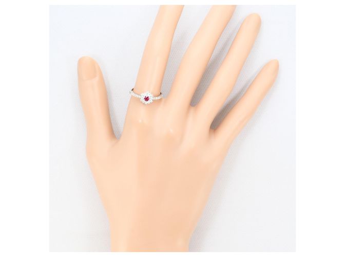 Autre Marque PT950 Platinring mit Rubin und Diamant - Ansicht 7