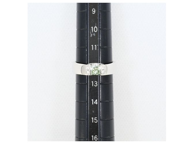 Autre Marque Anel de banda em platina com diamante verde - vista 8