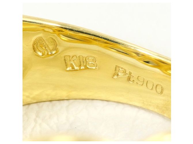 Autre Marque Platin- und Gelbgold-Ring mit Diamant Golden - Ansicht 5