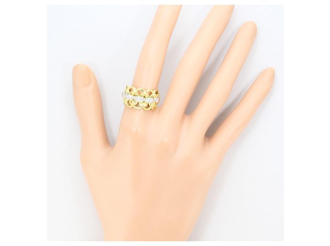 Autre Marque Platin- und Gelbgold-Ring mit Diamant Golden - Ansicht 7