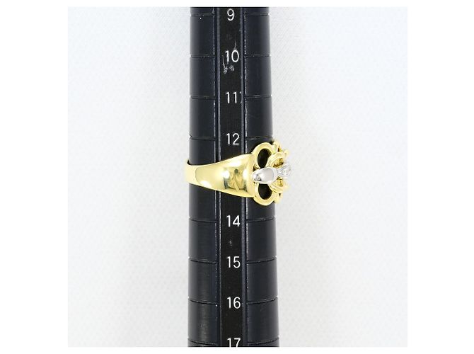 Autre Marque Platin- und Gelbgold-Ring mit Diamant Golden - Ansicht 8
