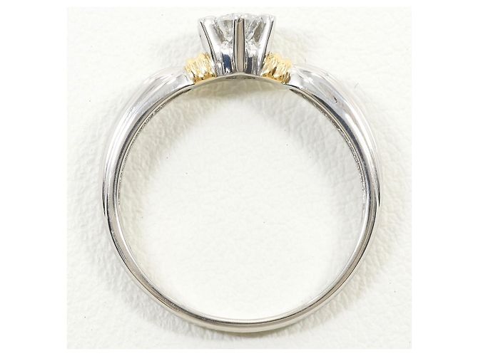 Autre Marque Platin- und Gelbgold-Ring mit Diamant Golden - Ansicht 3