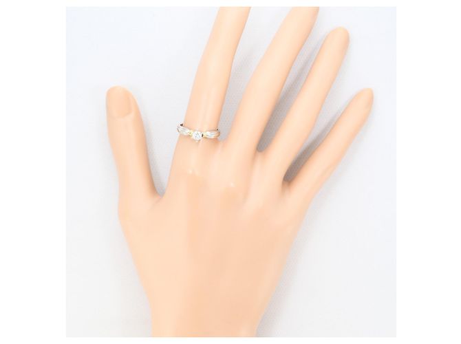 Autre Marque Platin- und Gelbgold-Ring mit Diamant Golden - Ansicht 7