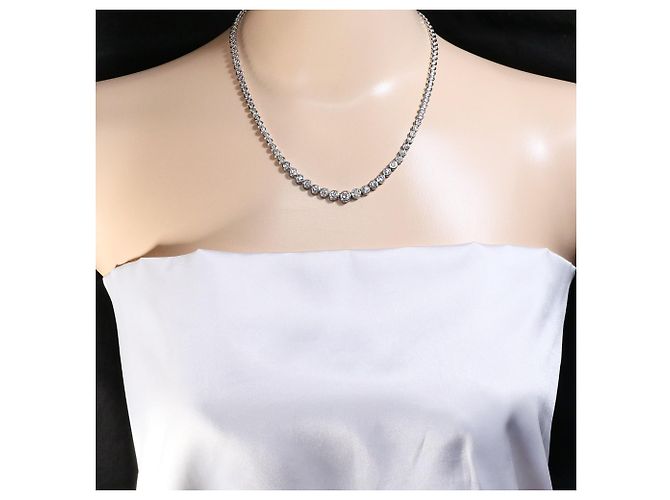 Autre Marque Platin 850 Halskette mit Diamant - Ansicht 7
