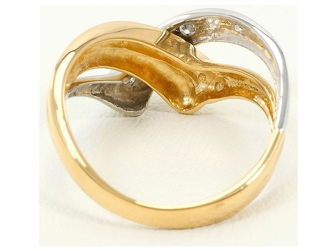 Autre Marque 18K Gelbgold und Platin Diamant Ring Golden - Ansicht 4