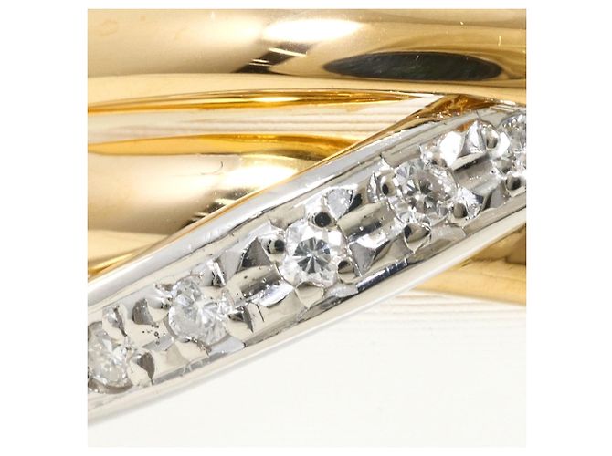 Autre Marque 18K Gelbgold- und Platinring mit Diamant Golden - Ansicht 2