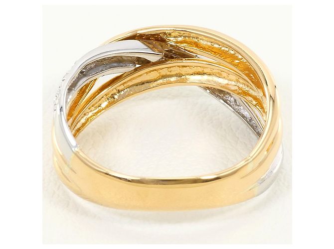 Autre Marque 18K Gelbgold- und Platinring mit Diamant Golden - Ansicht 4