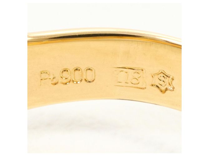 Autre Marque 18K Gelbgold- und Platinring mit Diamant Golden - Ansicht 5