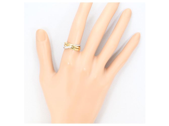 Autre Marque 18K Gelbgold- und Platinring mit Diamant Golden - Ansicht 7