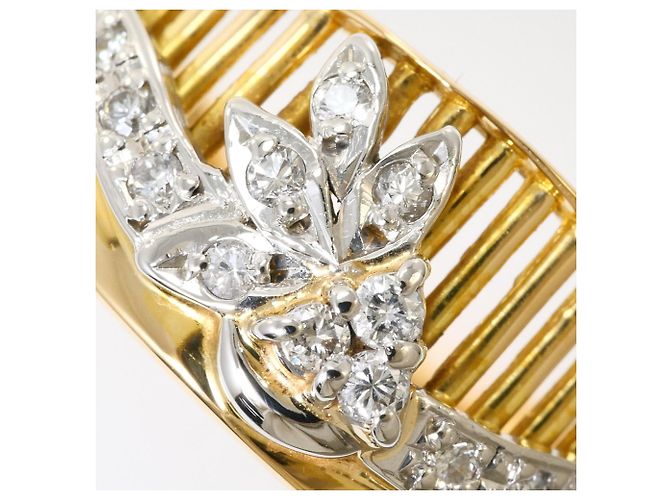 Autre Marque 18K Gelbgold- und Platin-Ring mit Diamant Golden - Ansicht 2
