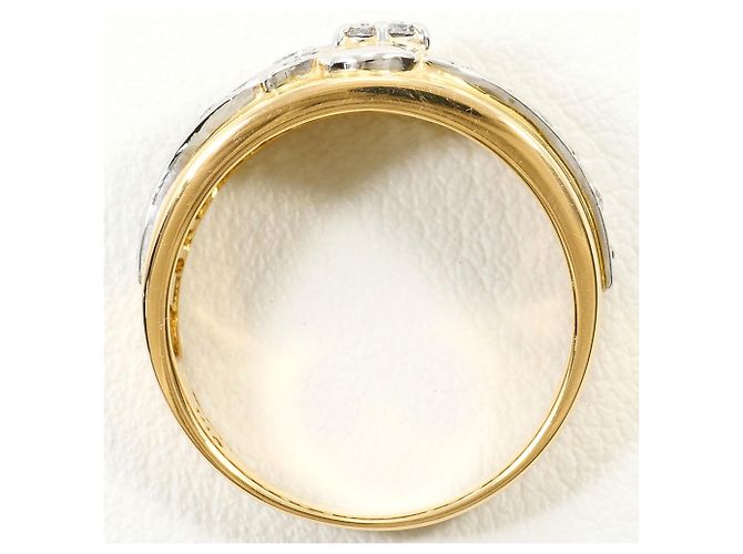 Autre Marque 18K Gelbgold- und Platin-Ring mit Diamant Golden - Ansicht 3