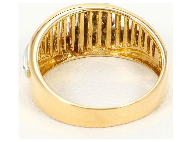 Autre Marque 18K Gelbgold- und Platin-Ring mit Diamant Golden - Ansicht 4