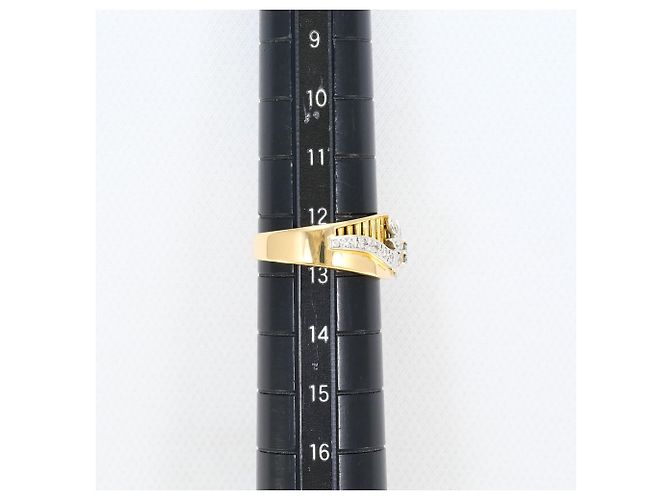 Autre Marque 18K Gelbgold- und Platin-Ring mit Diamant Golden - Ansicht 8