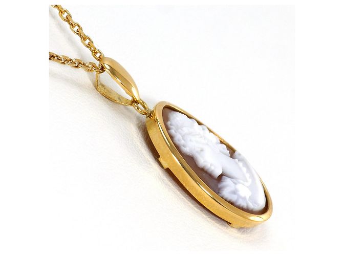 Autre Marque Collar de oro amarillo de 18K con camafeo de concha Dorado - vista 2