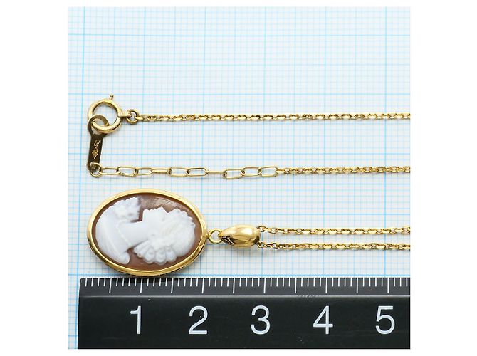 Autre Marque Collar de oro amarillo de 18K con camafeo de concha Dorado - vista 4