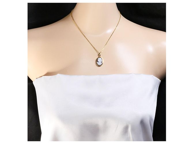Autre Marque Collar de oro amarillo de 18K con camafeo de concha Dorado - vista 5