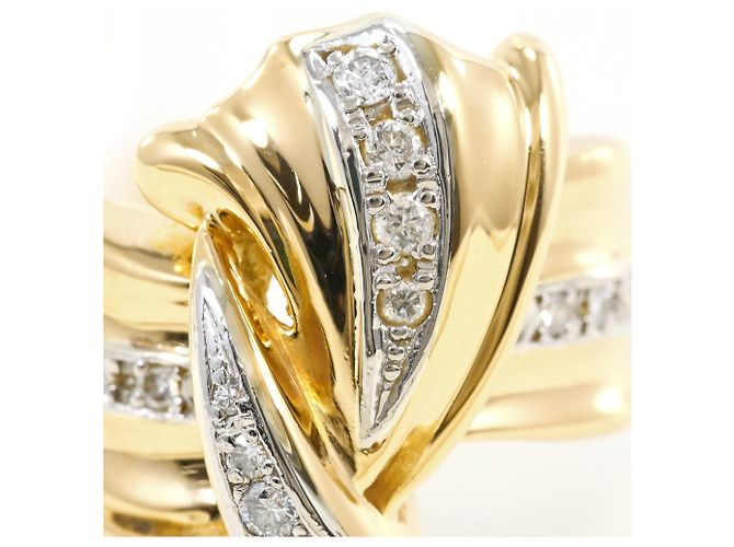 Autre Marque 18K Gelbgold- und Platin-Ring mit Diamanten Golden - Ansicht 2