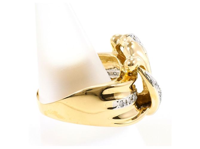 Autre Marque 18K Gelbgold- und Platin-Ring mit Diamanten Golden - Ansicht 3