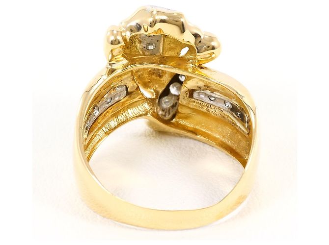Autre Marque 18K Gelbgold- und Platin-Ring mit Diamanten Golden - Ansicht 4