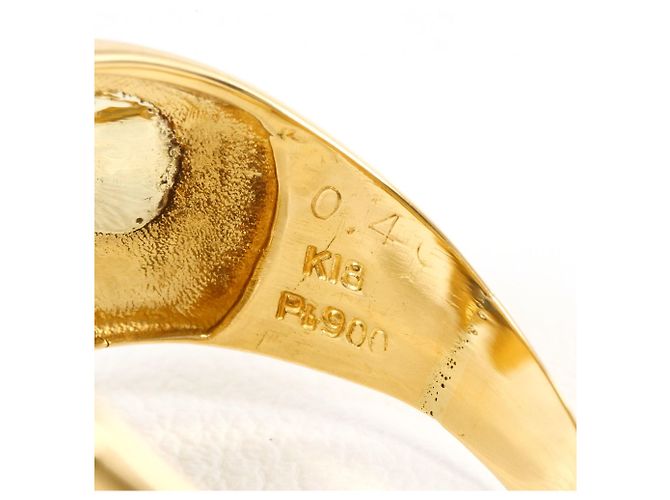 Autre Marque 18K Gelbgold- und Platin-Ring mit Diamanten Golden - Ansicht 5