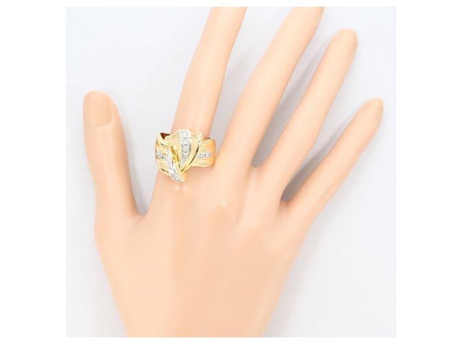 Autre Marque 18K Gelbgold- und Platin-Ring mit Diamanten Golden - Ansicht 6