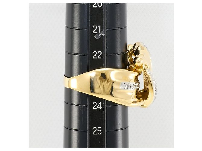 Autre Marque 18K Gelbgold- und Platin-Ring mit Diamanten Golden - Ansicht 7