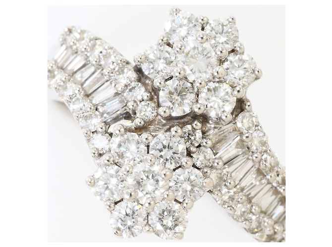 Autre Marque Anello a fascia in oro bianco 18K con diamante D'oro - vista 2