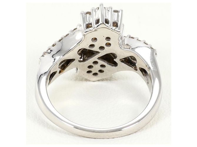 Autre Marque Anello a fascia in oro bianco 18K con diamante D'oro - vista 4
