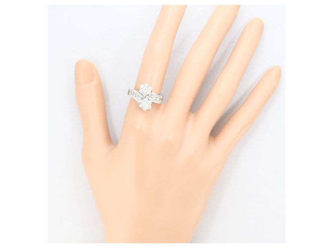 Autre Marque Anello a fascia in oro bianco 18K con diamante D'oro - vista 7