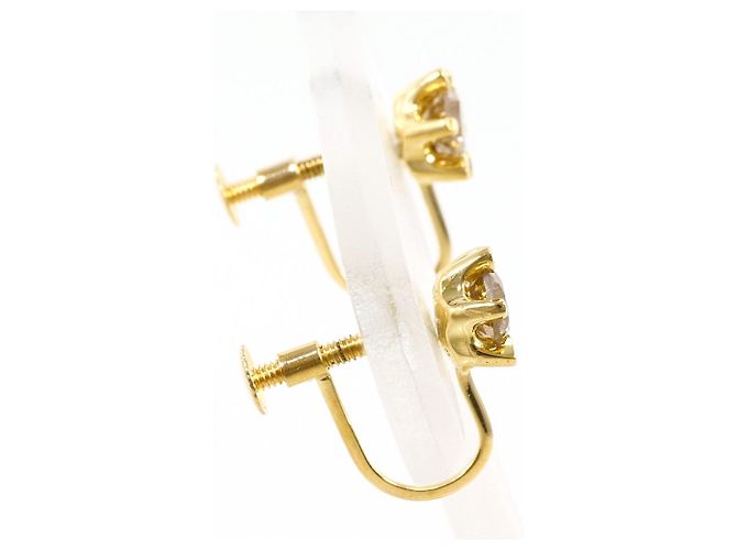 Autre Marque Orecchini a clip in oro giallo 18K con diamanti marroni Marrone D'oro - vista 2