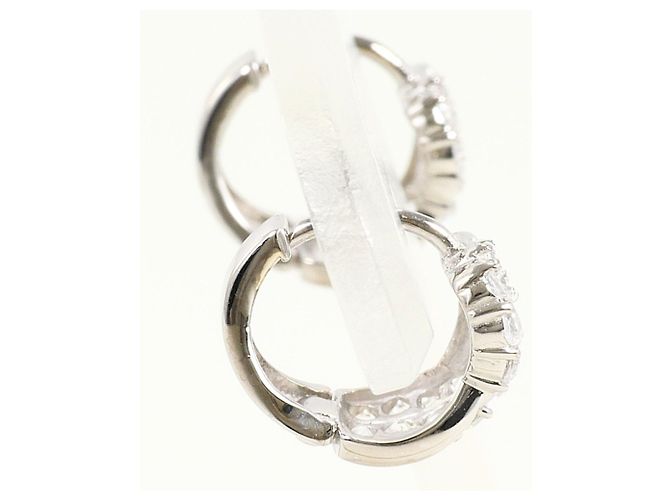 Autre Marque Orecchini a cerchio in oro bianco 14K con zircone cubico D'oro - vista 2