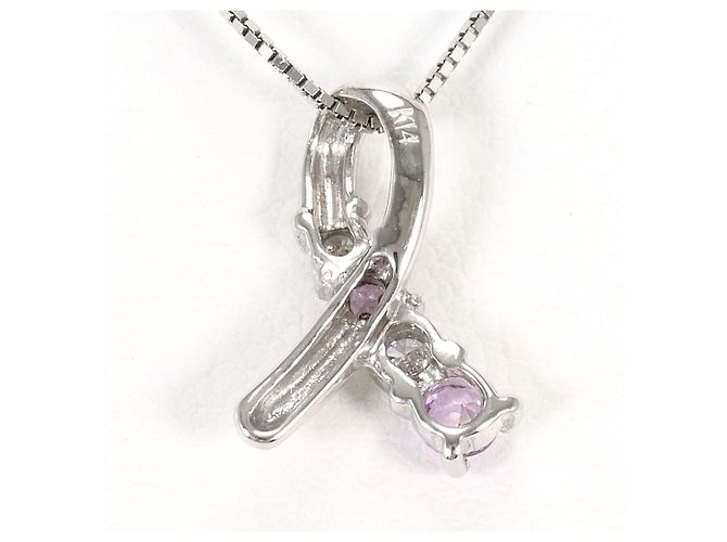 Autre Marque Collana in oro bianco 14K con zaffiro rosa e diamante D'oro - vista 3