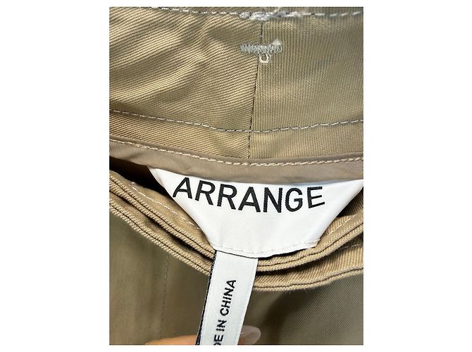 Autre Marque ARRANGE Calças cropped de perna larga em mistura de algodão bege - vista 2